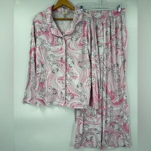 Munki Munki Peanuts Snoopy Womens 2pc Pajama Set Pjs Size Medium Pink Tie-Dye
